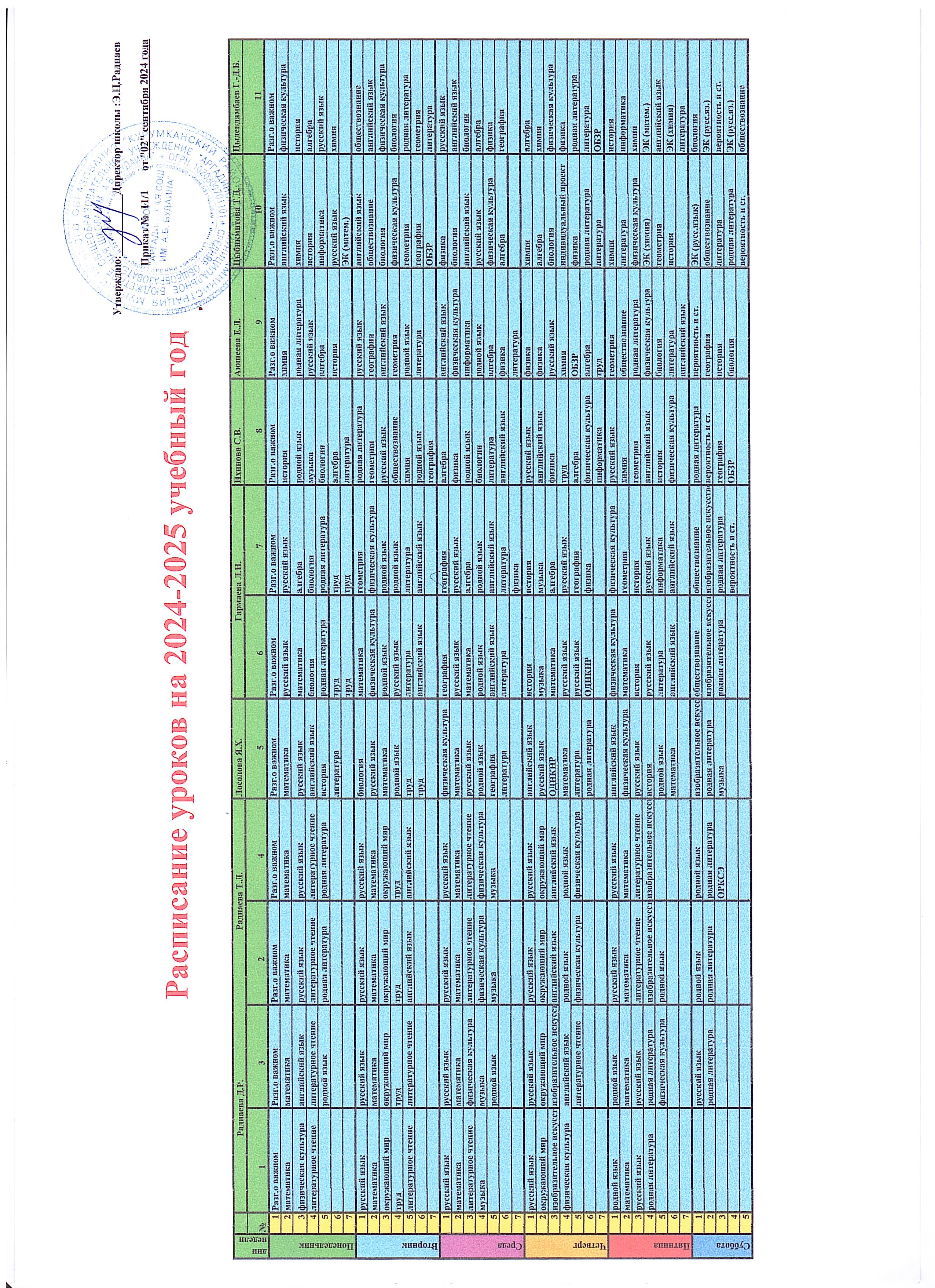 Расписание 2024-2025 уч.год